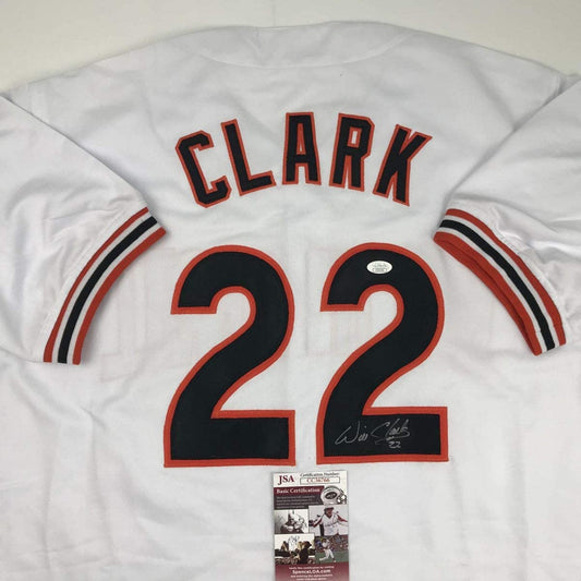 Autographed/Signed Will Clark San Francisco White Baseball Jersey JSA COA