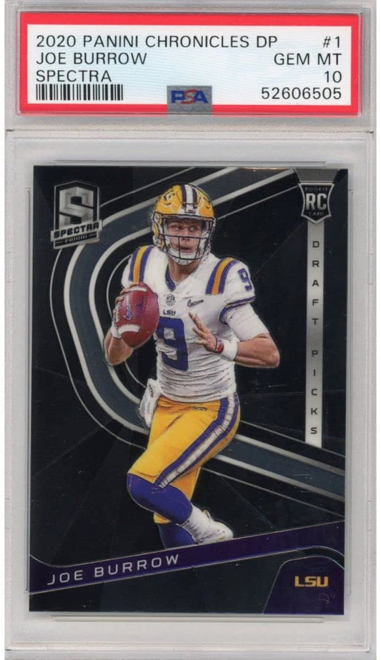 Graded 2020 Panini Chronicles Draft Picks Joe Burrow #1 Spectra Rookie RC Football Card PSA 10 Gem Mint
