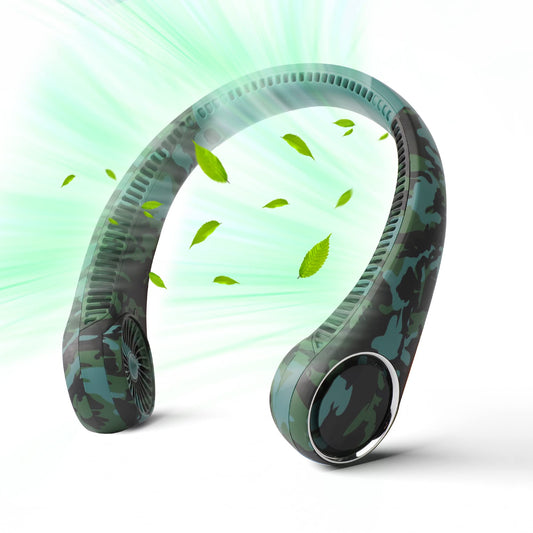 Personal Bladeless Fan - 3-16 Running Hours, 4000mAh Battery, Green Camouflage