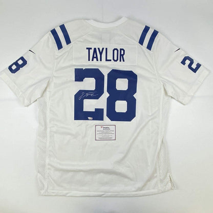 Autographed/Signed Jonathan Taylor Indianapolis Colts White Nike Game Football Jersey Fanatics COA