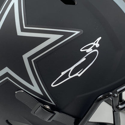 Autographed/Signed CeeDee Lamb Eclipse Dallas Cowboys Full Size FS F/S Replica Football Helmet Fanatics COA