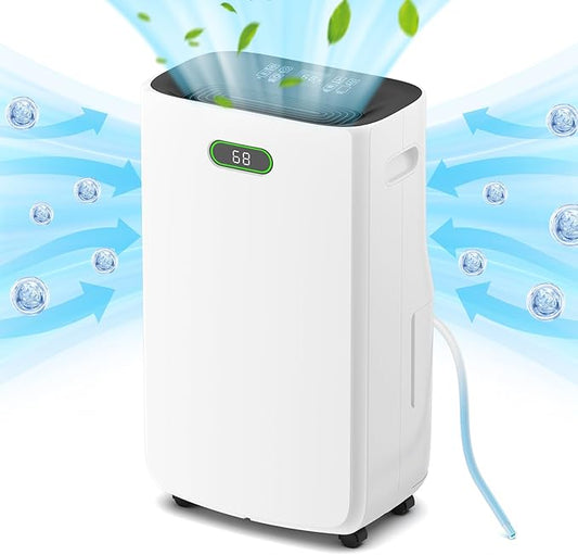 2025Upgraded 5000Sq.Ft dehumidifier for Basement with Drain Hose, 80 pint Dehumidifiers for Home with Large 6.5L Water Tank, 24H Timer, Child Lock, Defrost, Silent, 4 Modes Operation Auto Shut-off