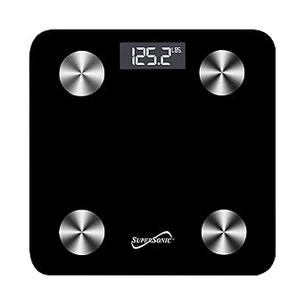 Supersonic SC-851BTS Smart Scale Body Composition Analyzer with App to Track Weight, BMI, Fat, Muscle, V-Fat, Bone, Water, BMR, Obesity Degree, Protein, Weight Without Fat, and Body Age Wirelessly