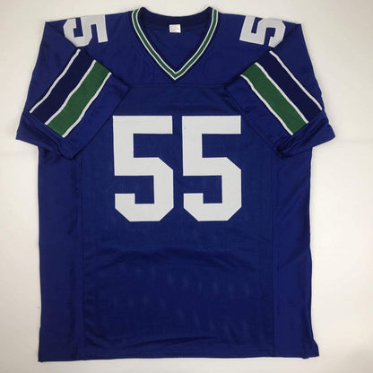 Autographed/Signed Brian Bosworth Seattle Blue Football Jersey Beckett BAS COA
