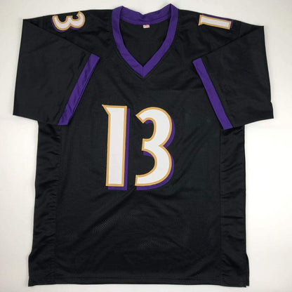Autographed/Signed John Brown Baltimore Black Football Jersey JSA COA