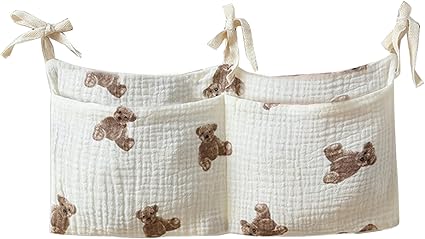 Bedside Hanging Bags Milk Bottle Bib-Storage Bag Crib Organizer Bag Baby Nappy-Bag Dormitory Bed-Bunk Organizing Bag Nappy-bags Organizer, little bear