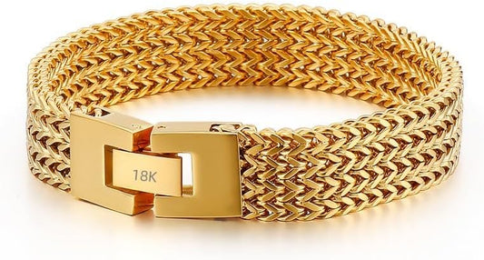 18K gold men's Cuban mesh bracelet, solid tennis bracelet, high-end jewelry, women's gift, Christmas gift