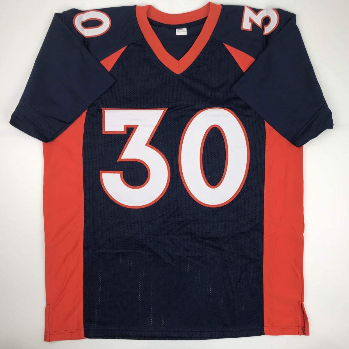 Autographed/Signed Phillip Lindsay Denver Blue Football Jersey JSA COA