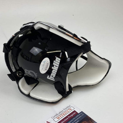 Autographed/Signed Ron Hextall Philadelphia Flyers Hockey Mini Mask Helmet JSA COA