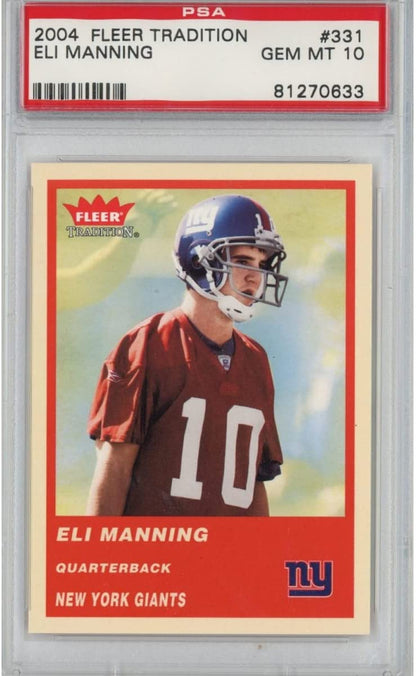 Graded 2004 Fleer Tradition Eli Manning #331 Rookie RC Football Card PSA 10 Gem Mint