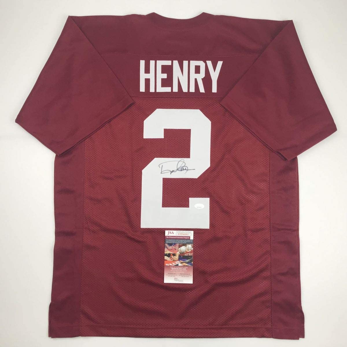 Autographed/Signed Derrick Henry Alabama Red College Football Jersey JSA COA