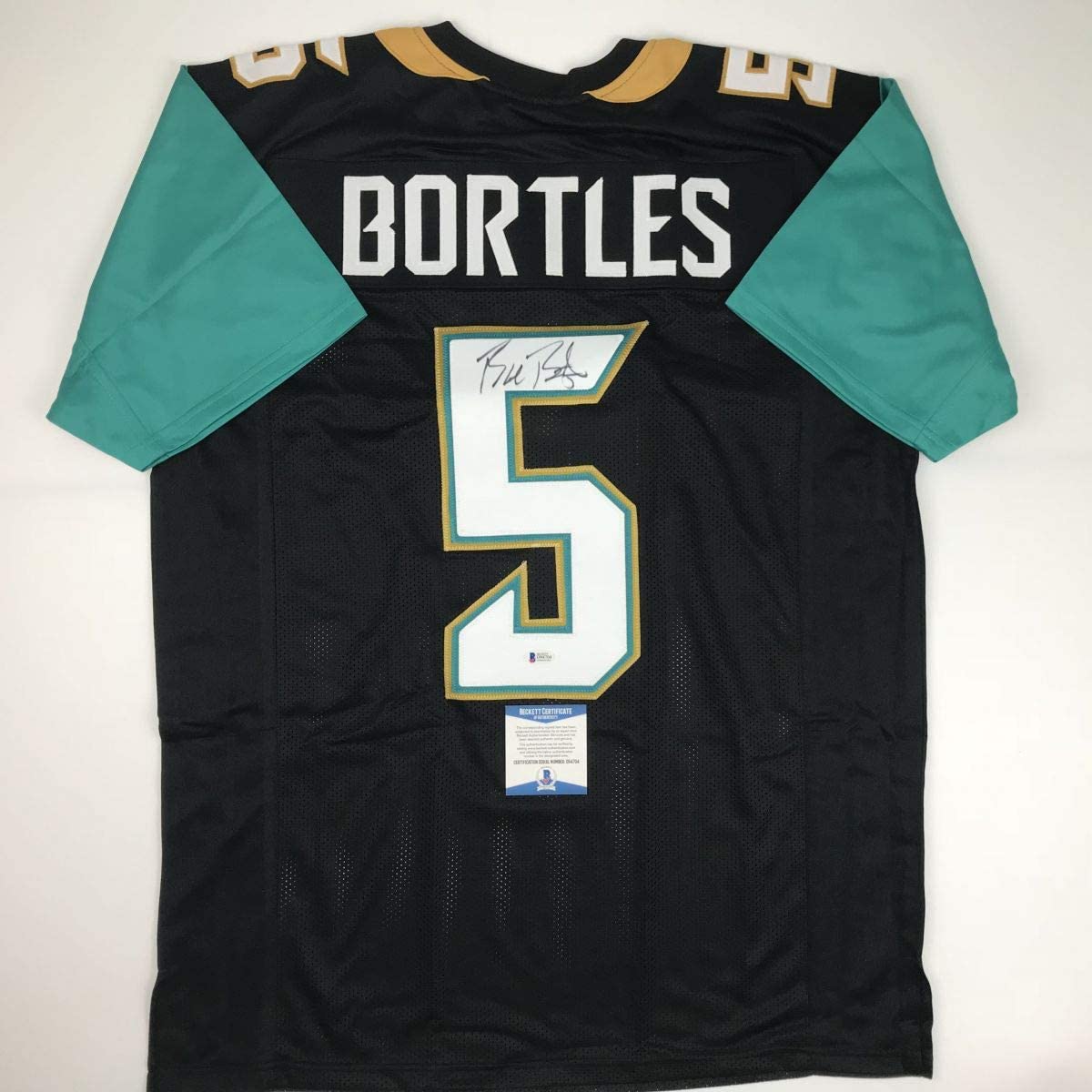 Autographed/Signed Blake Bortles Jacksonville Black Football Jersey Beckett BAS COA