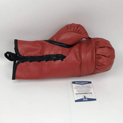 Autographed/Signed Tyson Fury Red Everlast Boxing Glove Beckett BAS COA Auto