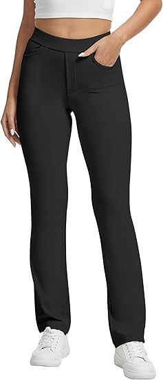 VIMPEP Women‰۪s Soft Feeling Straight Yoga Pants Pull On Tuck Line Stretchy Dress Pants for Business Casual Petite/Regular 106