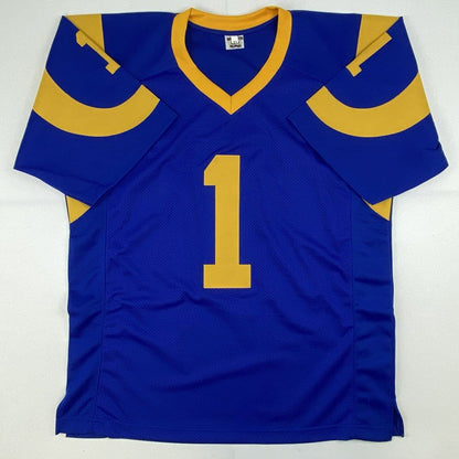 Autographed/Signed Dick Vermeil Super Bowl XXXIV St. Louis Royal Blue Football Jersey JSA COA
