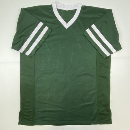 Autographed/Signed NY Sack Exchange Mark Gastineau, Joe Klecko, Marty Lyons & Abdul Salaam New York Green Football Jersey JSA COA