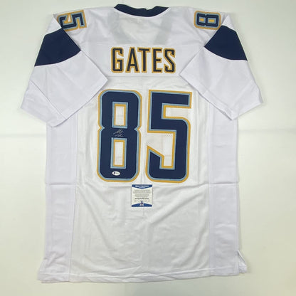 Autographed/Signed Antonio Gates Los Angeles LA White Football Jersey Beckett BAS COA