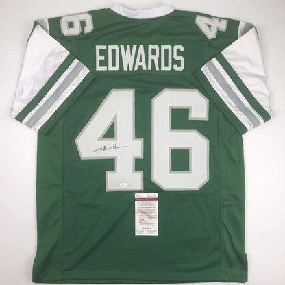 Autographed/Signed Herman Herm Edwards Philadelphia Green Football Jersey JSA COA