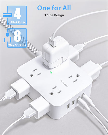 Surge Protector Power Strip - 8 Widely Outlets + 4 USB Charging Ports, 5-ft cord