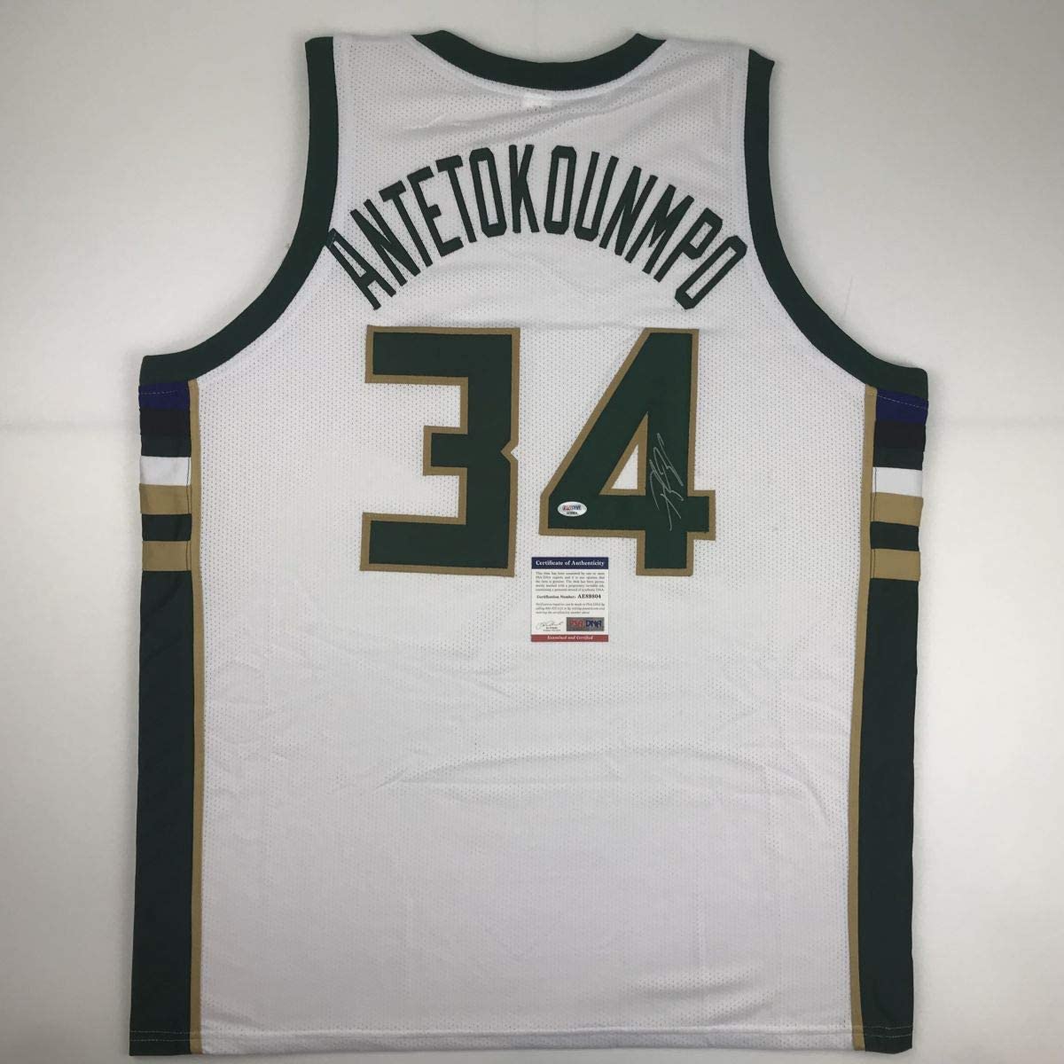 Autographed/Signed Giannis Antetokounmpo Milwaukee White Basketball Jersey PSA/DNA COA