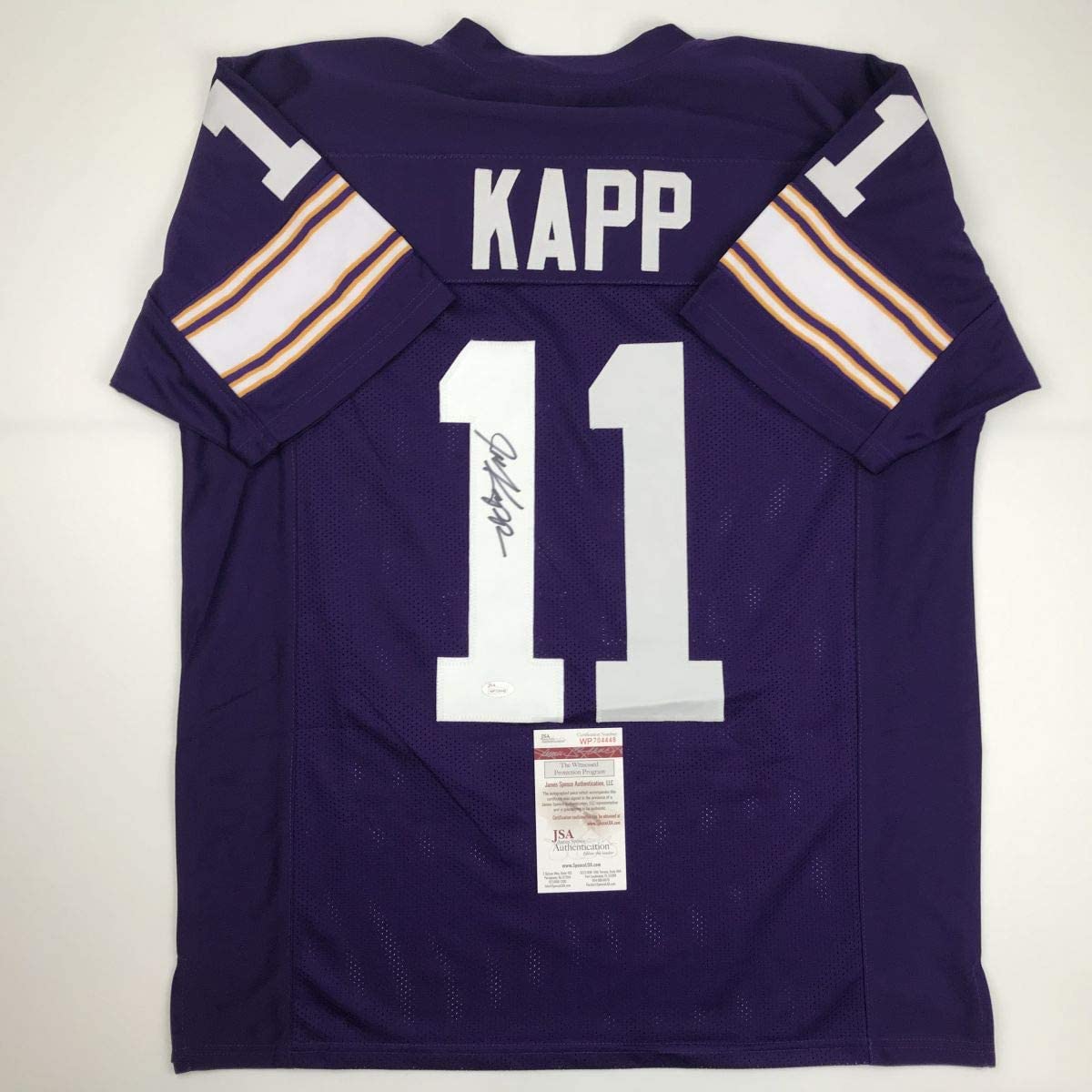 Autographed/Signed Joe Kapp Minnesota Purple Football Jersey JSA COA