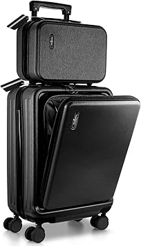 22 Inch Carry On Luggage 22x14x9 Airline Approved, Carry On Suitcase with Wheels, Hard-shell Carry-on Luggage, Durable Luggage Carry On, Black Small Suitcase with Cosmetic Carry On Bag