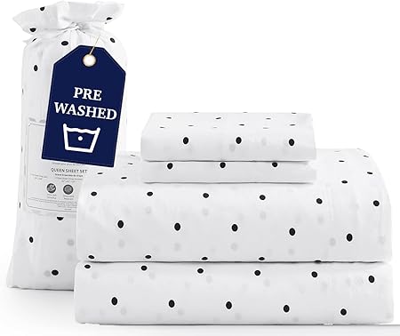 Casa Platino Sheets Twin Size Bed Set, Pre-Washed Ultra Soft & Breathable Twin Bed Sheets Set, Brushed Microfiber Twin Sheets, Cozy Twin Size Sheets Set with Deep Pockets - Polka Dot