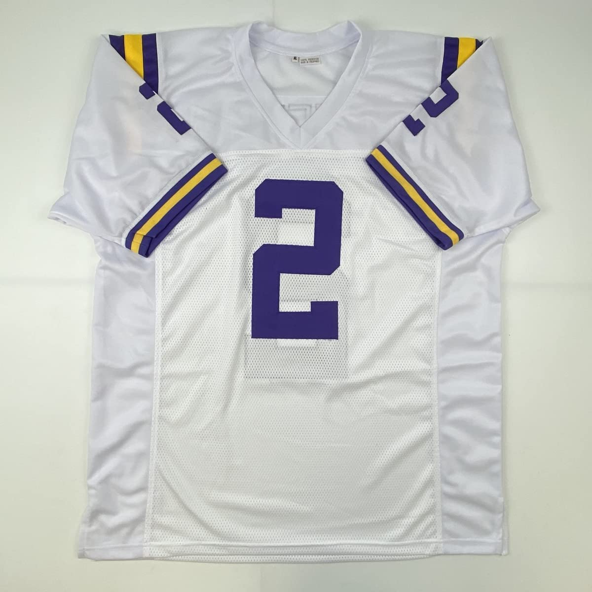Autographed/Signed Justin Jefferson LSU White College Football Jersey JSA COA