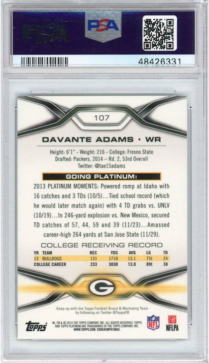Graded 2014 Topps Platinum Davante Adams #107 Rookie RC Football Card PSA 10 Gem Mint