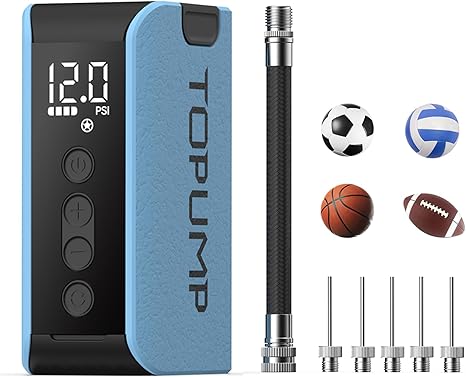 Electric Ball Pump with Inflation & Deflation, Portable Rechargeable Ball Pump with Pressure Gauge (Max 20PSI), Suitable for Basketball, Soccer, Volleyball and Rugby