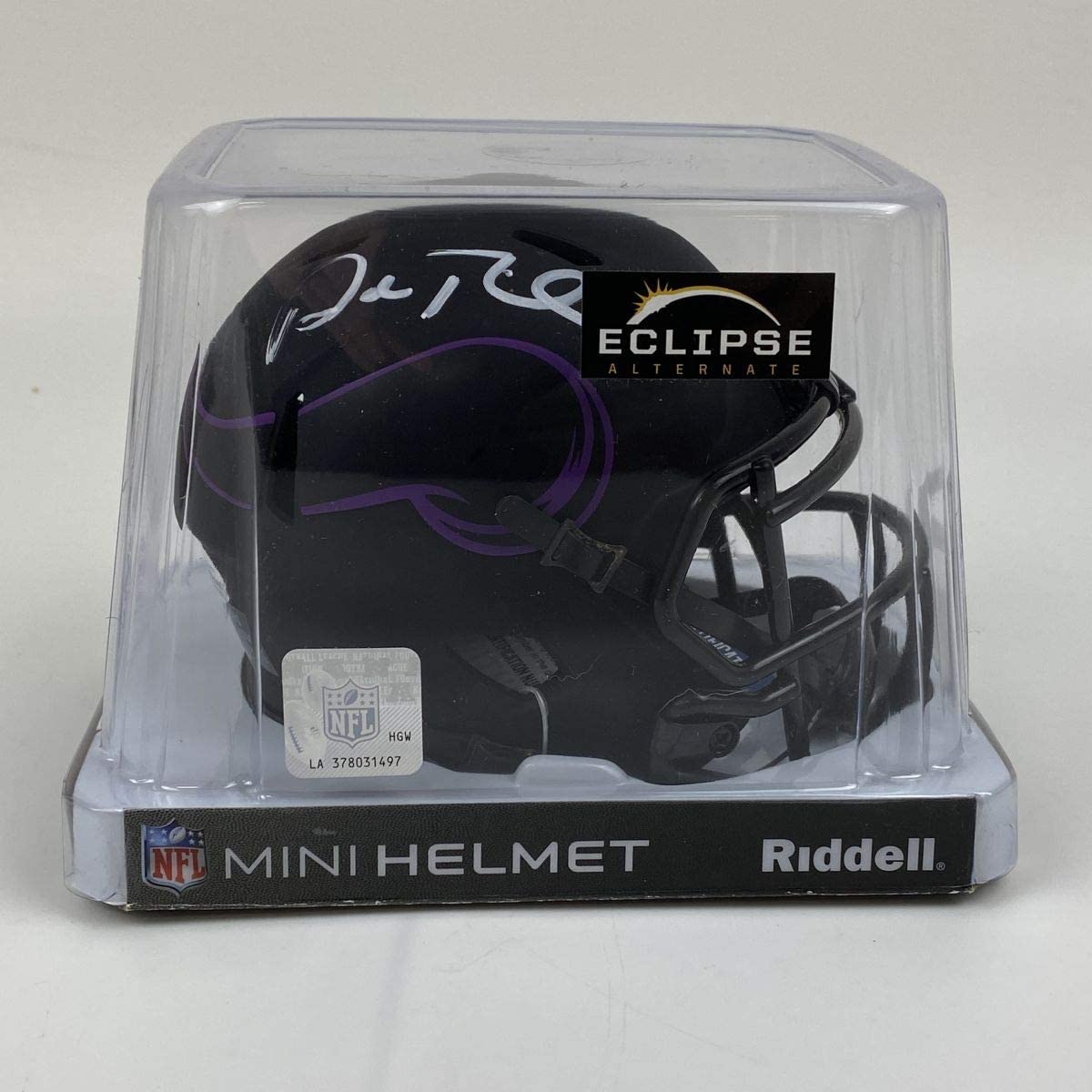 Autographed/Signed Adam Thielen Minnesota Vikings Eclipse Football Mini Football Helmet Beckett BAS COA