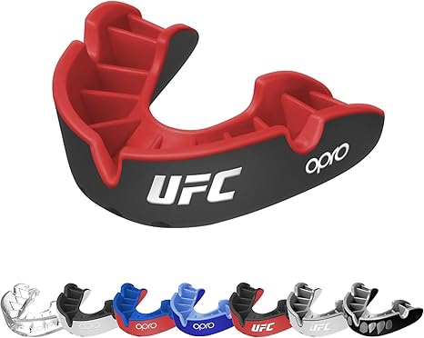 OPRO UFC Silver Level Mouth Guard ‰ÛÒ Moldable Mouthguard with Multi-Layer Protection for Boxing, Hockey, Rugby, MMA, jiu Jitsu, & Football Mouthpiece - Includes Mouth Guard Case (Adult, Black/Red)