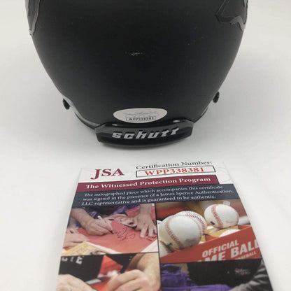 Autographed/Signed Johnny Manziel Texas A&M Aggies Black College Football Mini Helmet JSA COA