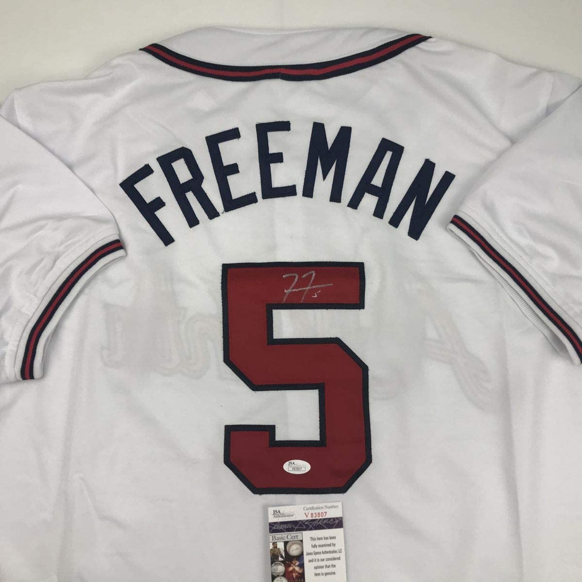 Autographed/Signed Freddie Freeman Atlanta White Baseball Jersey JSA COA