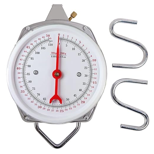 Spring Hanging Dial Scale, 110lbs Industrial Hanging Scale, Spring Mechanical Hanging Scale for Kitchen Fishing, Mechanical Luggage Scale