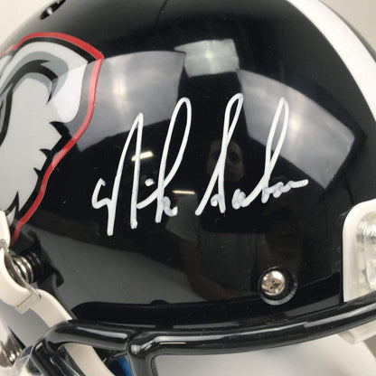 Autographed/Signed Nick Saban Alabama Crimson Tide Black Elephant Full Size FS F/S Replica College Football Helmet JSA COA