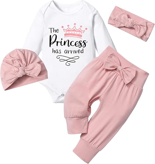 Baby Girl Clothes Infant Newborn Baby Clothes for Girls Long Sleeve Romper Pant Sets Letter Prints Baby Girl Outfits
