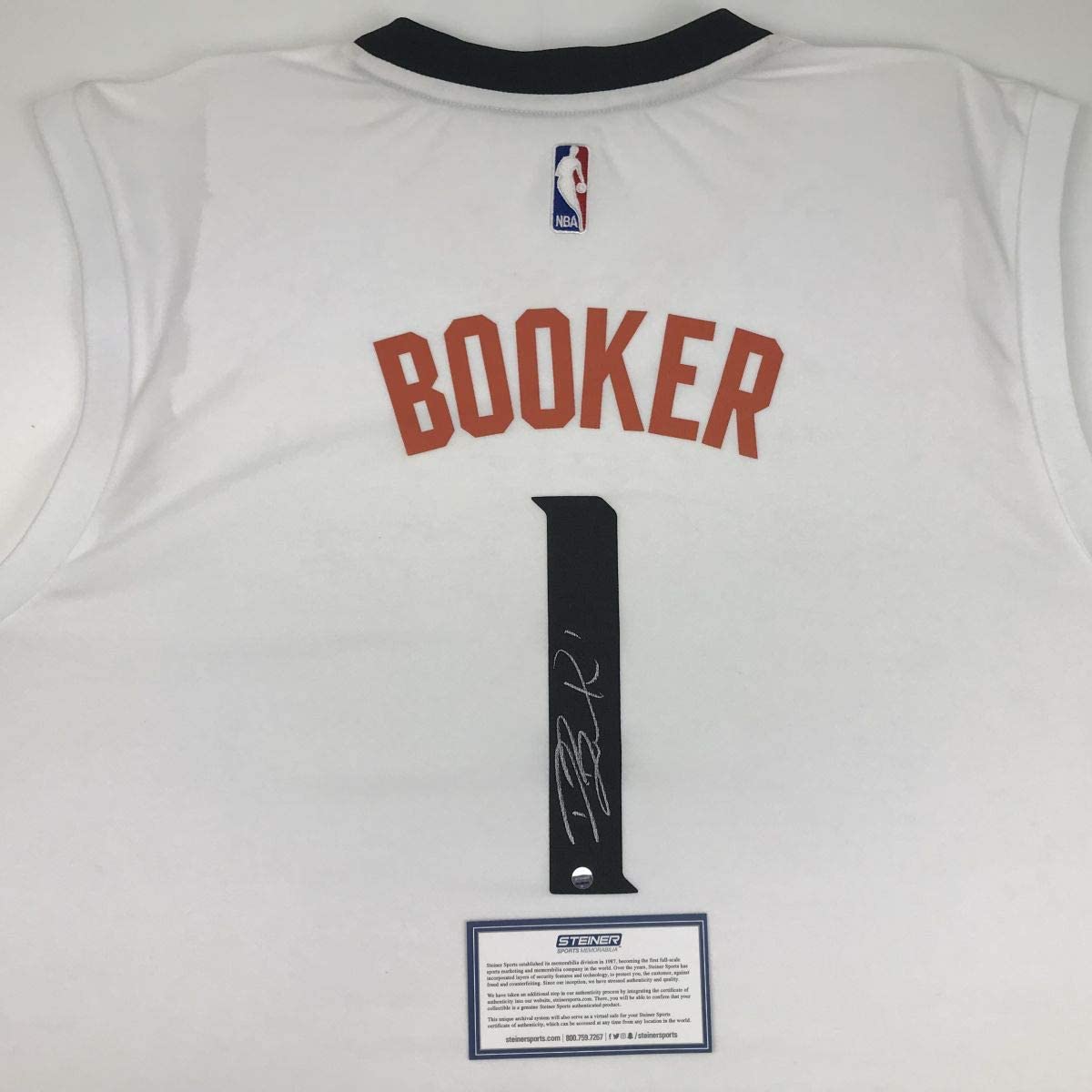 Autographed/Signed Devin Booker Phoenix White Basketball Jersey Steiner Sports COA