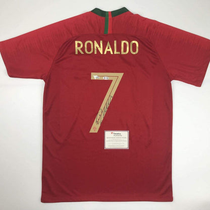 Autographed/Signed Cristiano Ronaldo Portugal Red World Cup Soccer Futbol Jersey Fanatics COA