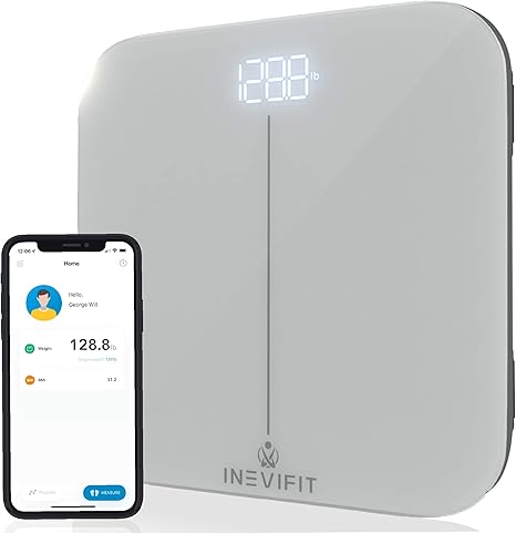 INEVIFIT Smart Premium Bathroom Scale, Highly Accurate Bluetooth Digital Bathroom Body Weight Scale, Precisely Measures Weight & BMI for Unlimited Users