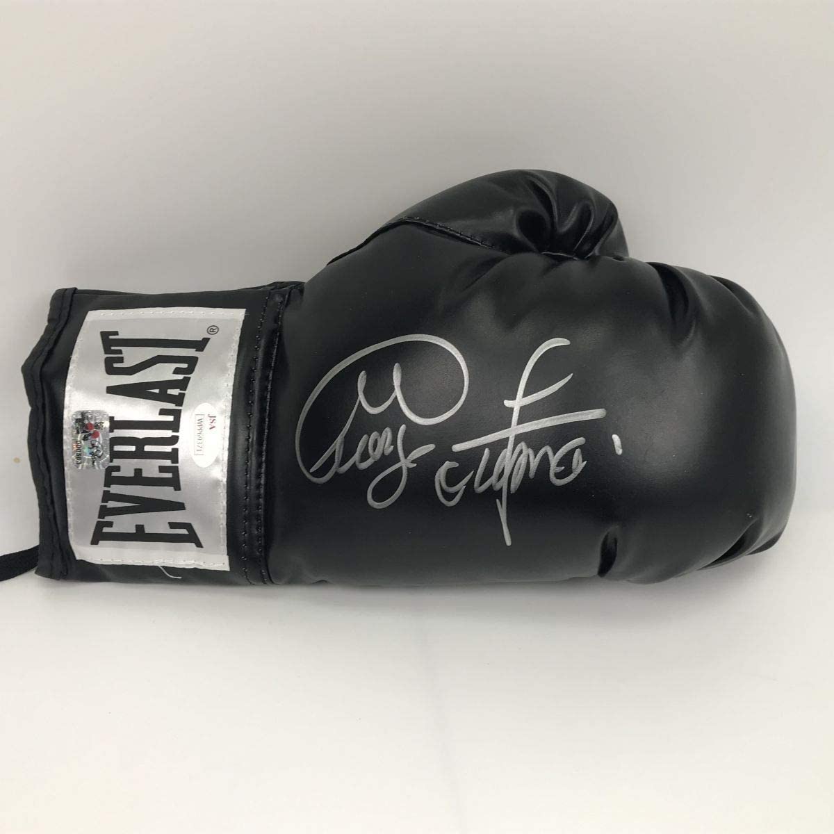 Autographed/Signed George Foreman Black Everlast Boxing Glove JSA COA Auto
