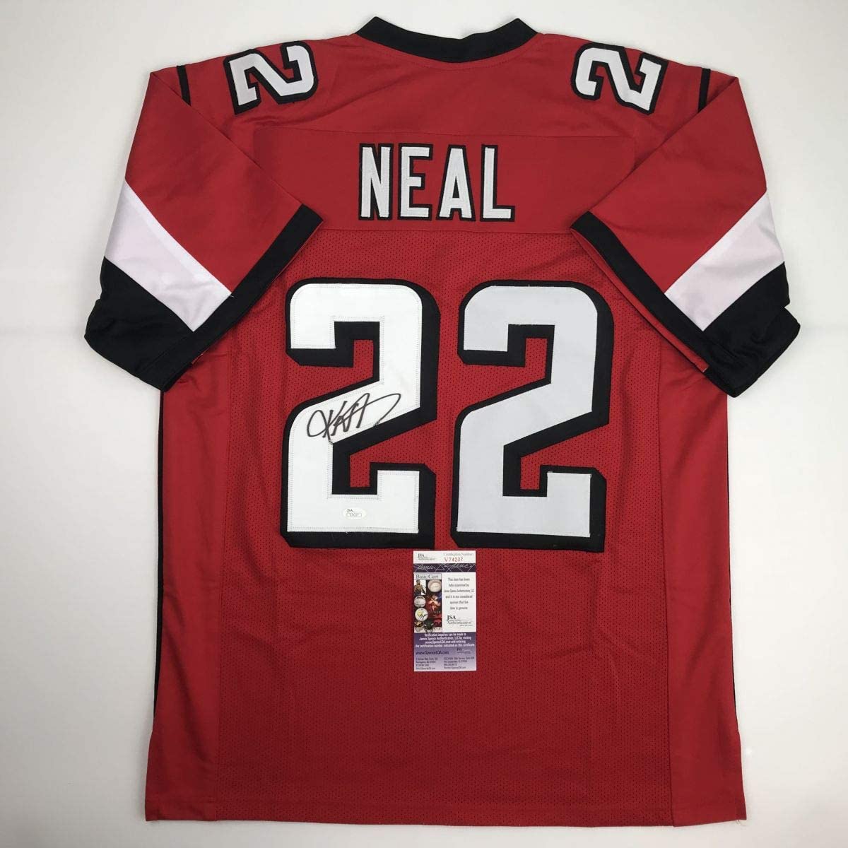 Autographed/Signed Keanu Neal Atlanta Red Football Jersey JSA COA