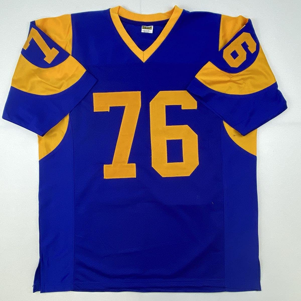 Autographed/Signed Orlando Pace HOF 16 St. Louis Retro Blue Football Jersey JSA COA