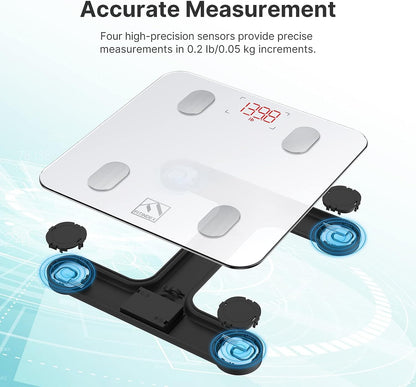 FITINDEX Smart Scale for Body Weight, Digital Bathroom Scale BMI Body Fat Scale Bluetooth Weighting Health Monitor, Accurate Body Composition Analyzer, 400lb, White