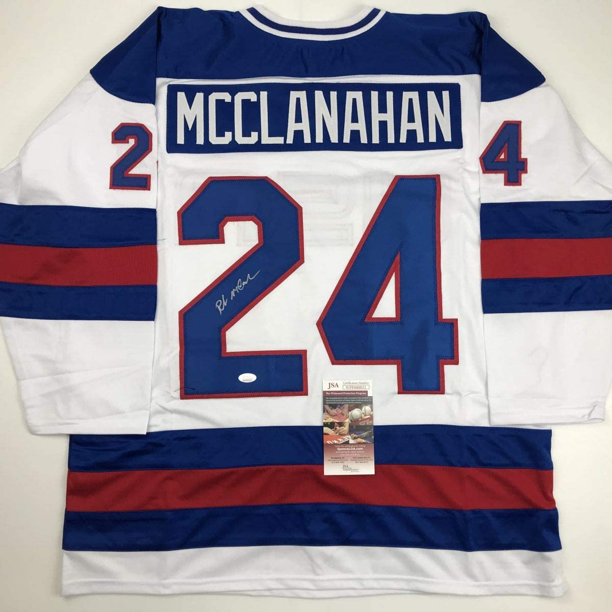 Autographed/Signed Rob McClanahan White Team USA Miracle On Ice 1980 Olympics Hockey Jersey JSA COA