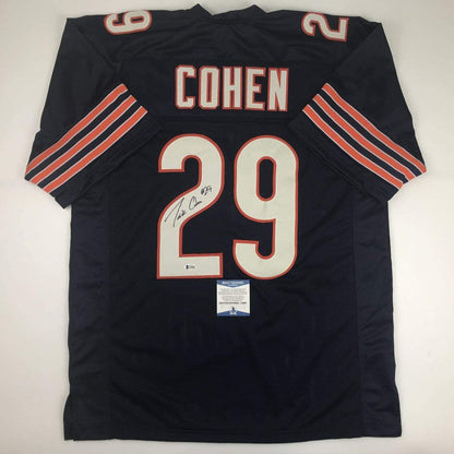 Autographed/Signed Tarik Cohen Chicago Blue Football Jersey Beckett BAS COA