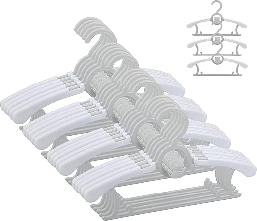 Baby Hangers for Nursery Closet, Infant Hangers 20 Pack Grey Non-Slip and Extendable Plastic Children's Newborn Baby Hangers 11"-14" Adjustable Children Coat Hanger for Girl Boy Toddler Kids Child