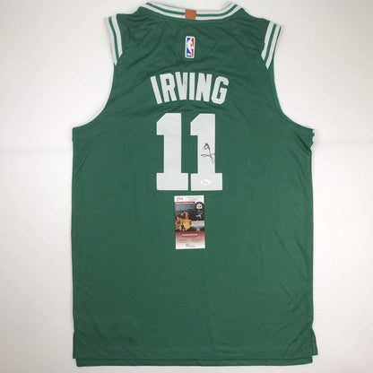Autographed/Signed Kyrie Irving Boston Green Basketball Jersey JSA COA