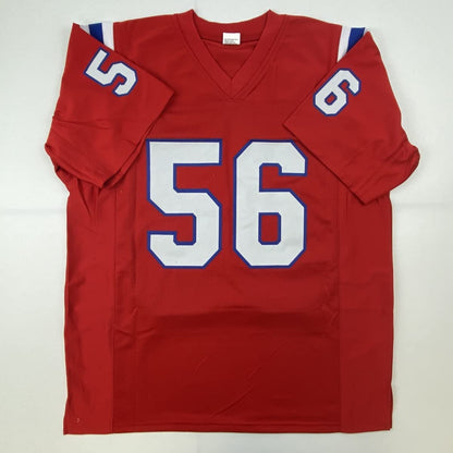 Autographed/Signed Andre Tippett HOF 08 New England Red Football Jersey JSA COA