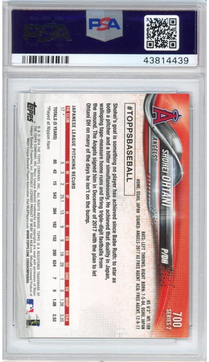 Graded 2018 Topps Shohei Ohtani #700 Pitching Rookie RC Baseball Card PSA 10 Gem Mint